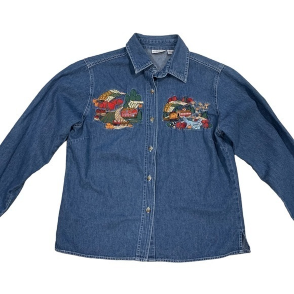 Cabin Creek Denim‎ Fall/Harvest Long Sleeve Size Petite Medium